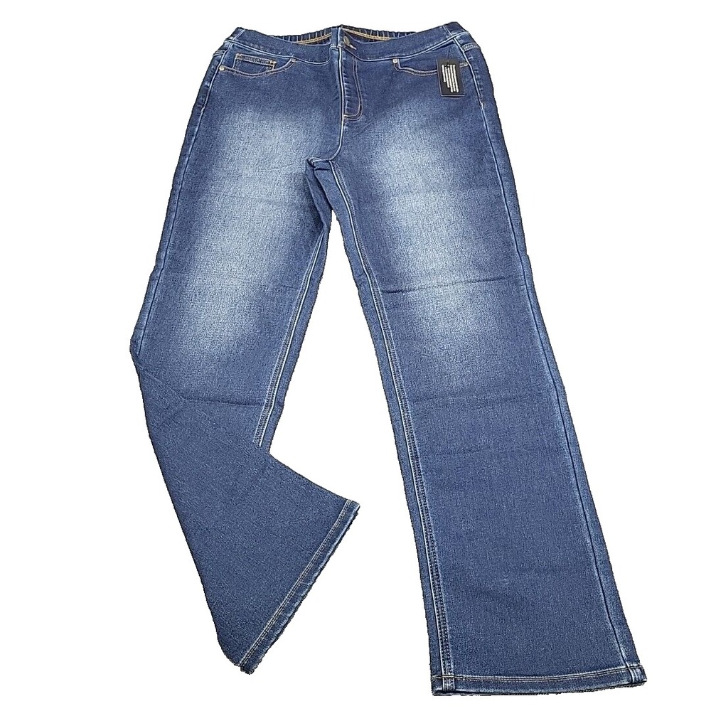 Isaac Mizrahi Live Womens Pull On Straight Jeans Tall Size 14T Indigo A609796